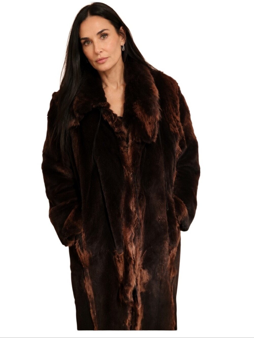 Neiman Marcus Long Deep Purple FUR Coat Hand Painted Suede Inner